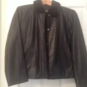 GAP Girls Black Leather Faux Fur Quilt Jacket XXL